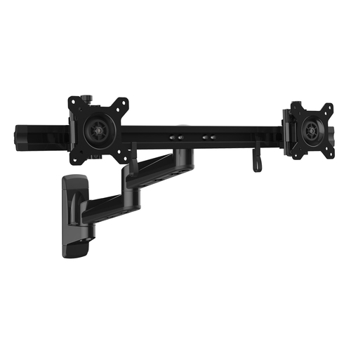 StarTech.com Wall Mount Dual Monitor Arm, Articulating Ergonomic VESA Wall Mount for 2x 24" Displays, Synchronized Adjustable Crossbar, Tilt/Swivel/Rotate, Double Screen Mount Bracket