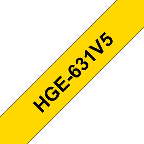 Brother HGE-631V5 - Black on yellow - Roll (1.2 cm x 8 m) 5 cassette(s) laminated tape - for P-Touch PT-9500pc, PT-9700PC, PT-9800PCN