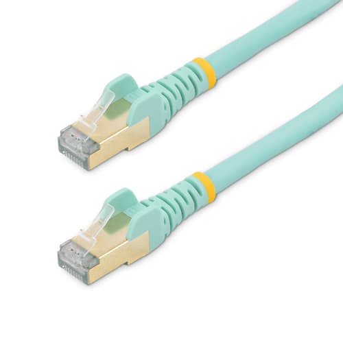 StarTech.com 2m CAT6A Ethernet Cable, 10 Gigabit Shielded Snagless RJ45 100W PoE Patch Cord, CAT 6A 10GbE STP Network Cable w/Strain Relief, Aqua, Fluke Tested/UL Certified Wiring/TIA - Category 6A - 26AWG (6ASPAT2MAQ) - Patch cable - RJ-45 (M) to RJ-45 (M) - 2 m - STP - CAT 6a - molded, snagless - aqua