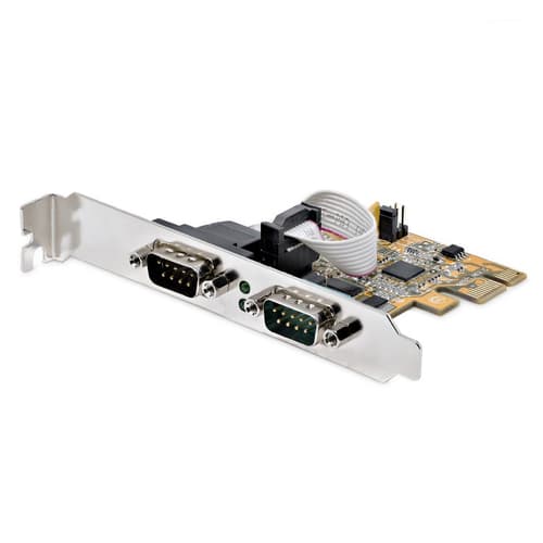 StarTech.com 2-Port PCI Express Serial Card, Dual Port PCIe to RS232 (DB9) Serial Interface Card, 16C1050 UART, Standard or Low Profile Brackets, COM Retention, For Windows & Linux - PCIe to Dual DB9 Card (21050-PC-SERIAL-LP) - Serial adapter - PCIe 2.0 low profile - RS-232 x 2 - yellow