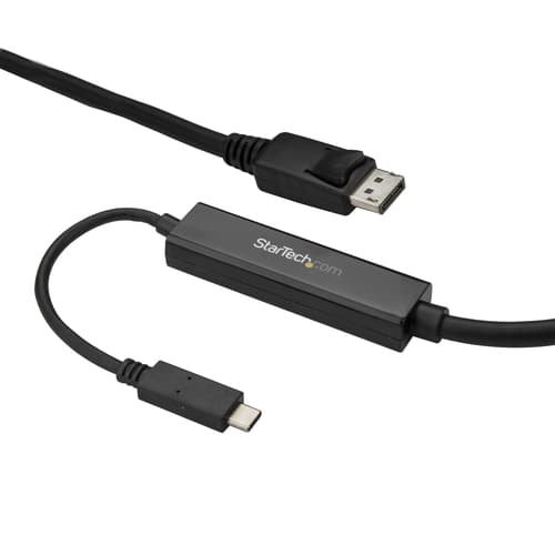 StarTech.com 9.8ft/3m USB C to DisplayPort 1.2 Cable 4K 60Hz, USB-C to DisplayPort Adapter Cable HBR2, USB Type-C DP Alt Mode to DP Monitor Video Cable, Compatible w/ Thunderbolt 3, Black - USB-C Male to DP Male (CDP2DPMM3MB) - External video adapter - STM32F072CBU6 - USB-C - DisplayPort - black