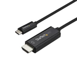 StarTech.com 6ft (2m) USB C to HDMI Cable, 4K 60Hz USB Type C to HDMI 2.0 Video Adapter Cable, Thunderbolt 3 Compatible, Laptop to HDMI Monitor/Display, DP 1.2 Alt Mode HBR2 Cable, Black - 4K USB-C Video Cable (CDP2HD2MBNL) - Adapter cable - 24 pin USB-C male to HDMI male - 2 m - black - 4K60Hz (3840 x 2160) support - for P/N: TB4CDOCK