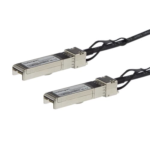 StarTech.com MSA Uncoded Compatible 1m 10G SFP+ to SFP+ Direct Attach Breakout Cable Twinax, 10 GbE SFP+ Copper DAC 10 Gbps Low Power Passive Transceiver Module DAC, 10GE Breakout Cable - Lifetime Warranty (SFP10GPC1M) - 10GBase direct attach cable - SFP+ latched to SFP+ latched - 1 m - twinaxial - SFF-8431/SFF-8432 - passive - black