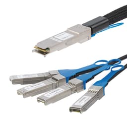 StarTech.com MSA Uncoded Compatible 3m 40G QSFP+ to 4x SFP+ Direct Attach Breakout Cable Twinax, 40GbE QSFP+ to 4x SFP+ Copper DAC 40 Gbps Low Power Passive Transceiver Module DAC Cable - Lifetime Warranty (QSFP4SFPPC3M) - Breakout cable - QSFP+ latched to SFP+ latched - 3 m - twinaxial - SFF-8431/SFF-8432/SFF-8436 - passive - black