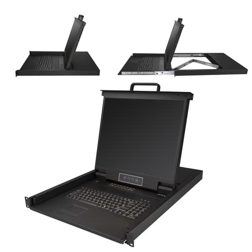 StarTech.com 16 Port Rackmount KVM Console with 6ft Cables, Integrated KVM Switch with 19" LCD Monitor, Fully Featured 1U LCD KVM Drawer- OSD KVM, Durable 50,000 MTBF, USB + VGA Support - 19in. LCD KVM Console (RKCONS1916K) - KVM console with KVM switch - 16 ports - PS/2, USB - US - 19" - rack-mountable - 1280 x 1024 - 250 cd/m� - 1000:1 - VGA - black - 1U