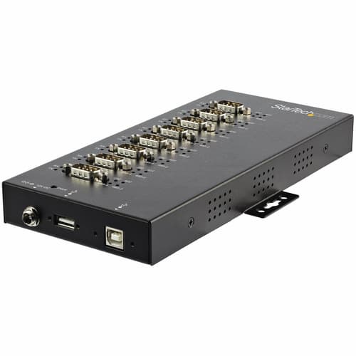 StarTech.com 8 Port Serial Hub USB to RS232/RS485/RS422 Adapter, Industrial USB 2.0 to DB9 Serial Converter Hub, IP30 Rated, Din Rail Mountable Metal Serial Hub, 15kV ESD Protection - 6ft Locking Cable Incl - Serial adapter - USB 2.0 - RS-232/422/485 x 8 - black - TAA Compliant