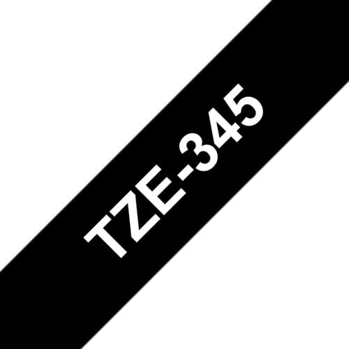 Brother TZe-345 - Self-adhesive - white on black - Roll (1.8 cm x 8 m) 1 cassette(s) laminated tape - for Brother PT-P750, P-Touch Series, P Touch Cube Plus PT-P710, P-Touch Cube Pro PT-P910