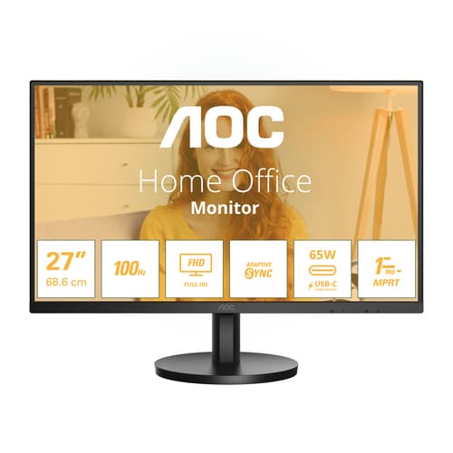AOC Basic-line 27B3CA2 - B3 Series - LED monitor - 27" - 1920 x 1080 Full HD (1080p) @ 100 Hz - IPS - 250 cd/m� - 1300:1 - 1 ms - HDMI, USB-C - speakers