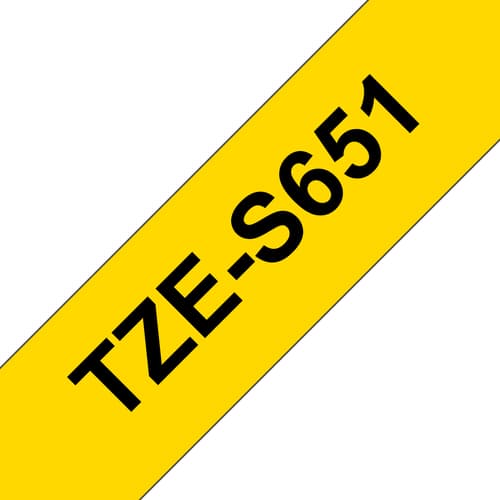 Brother TZe-S651 - Extra strength adhesive - black on yellow - Roll (2.4 cm x 8 m) 1 cassette(s) laminated tape - for Brother PT-D600, P-Touch PT-3600, D800, E550, E800, P750, P900, P950, P-Touch EDGE PT-P750