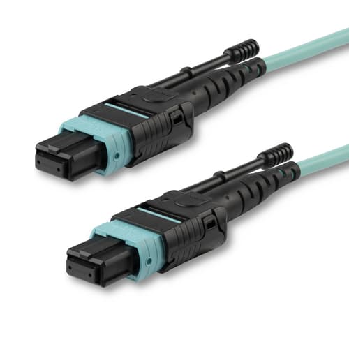StarTech.com MTP Fiber Optic Cable - 3 ft / 1m - OM3 - 40Gb - Push / Pull Tab - Plenum - MPO / MTP Connector - Fiber Patch Cable (MPO12PL1M) - Network cable - MTP/MPO multi-mode (F) push/pull to MTP/MPO multi-mode (F) push/pull - 1 m - fibre optic - 50 / 125 micron - OM3 - plenum - aqua
