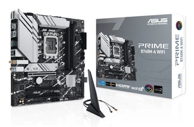 ASUS PRIME B760M-A WIFI - Motherboard - micro ATX - LGA1700 Socket - B760 Chipset - USB 3.2 Gen 1, USB 3.2 Gen 2, USB-C 3.2 Gen 1 - 2.5 Gigabit LAN, Wi-Fi 6, Bluetooth - onboard graphics (CPU required) - HD Audio (8-channel)