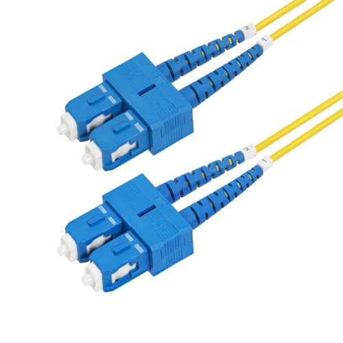StarTech.com 1m (3.3ft) SC to SC (UPC) OS2 Single Mode Duplex Fiber Optic Cable, 9/125�m, Laser Optimized, 40G/100G Zipcord, Bend Insensitive, Low Insertion Loss - LSZH Fiber Patch Cord (SMDOS2SCSC1M) - Patch cable - SC/UPC single-mode (M) to SC/UPC single-mode (M) - 1 m - 2 mm - fibre optic - duplex - 9 / 125 micron - OS1/OS2 - halogen-free - yellow