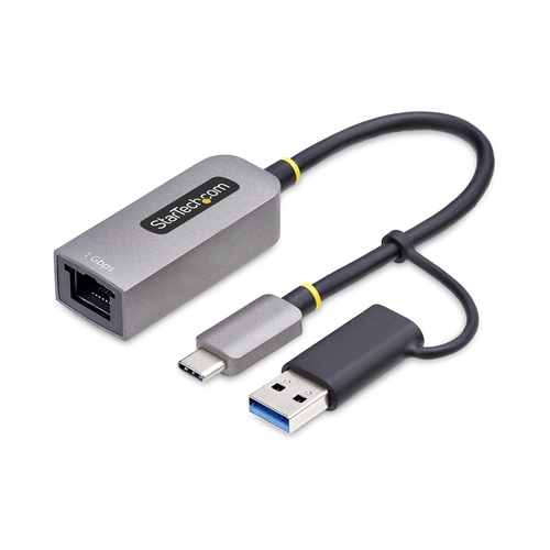 StarTech.com USB-C to Ethernet Adapter w/USB-A Adapter, Realtek RTL8153B - Network adapter - USB-C 3.2 Gen 1 - Gigabit Ethernet - space grey — image 1