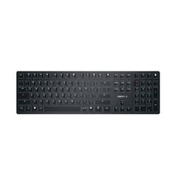 CHERRY KW X ULP - Keyboard - backlit - wireless - 2.4 GHz, Bluetooth 5.2, corded - US with Euro symbol - key switch: CHERRY MX Ultra Low Profile - black - plastic free packaging
