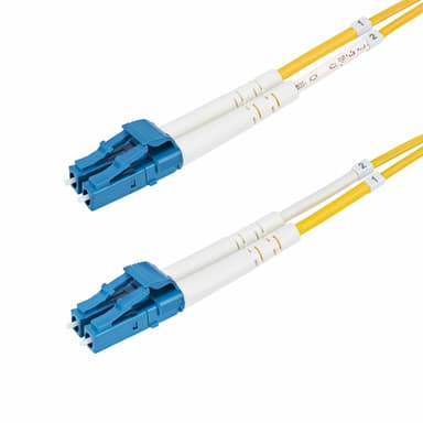 StarTech.com 15m (49.2ft) LC to LC (UPC) OS2 Single Mode Duplex Fiber Optic Cable, 9/125�m, Laser Optimized, 10G, Bend Insensitive, Low Insertion Loss - LSZH Fiber Patch Cord (SMDOS2LCLC15M) - Patch cable - LC/UPC single-mode (M) to LC/UPC single-mode (M) - 15 m - 2 mm - fibre optic - duplex - 9 / 125 micron - OS1/OS2 - halogen-free, passive - yellow