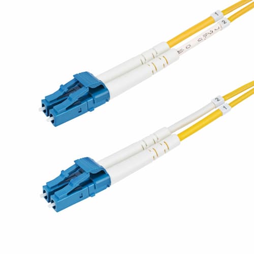 StarTech.com 15m (49.2ft) LC to LC (UPC) OS2 Single Mode Duplex Fiber Optic Cable, 9/125�m, Laser Optimized, 10G, Bend Insensitive, Low Insertion Loss - LSZH Fiber Patch Cord (SMDOS2LCLC15M) - Patch cable - LC/UPC single-mode (M) to LC/UPC single-mode (M) - 15 m - 2 mm - fibre optic - duplex - 9 / 125 micron - OS1/OS2 - halogen-free, passive - yellow