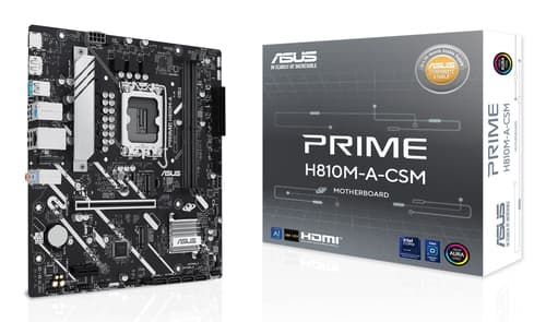 ASUS PRIME H810M-A-CSM - Motherboard - micro ATX - LGA1851 Socket - H810 Chipset - USB-C 3.2 Gen 1, USB 3.2 Gen 2, USB 3.2 Gen 1 - Gigabit LAN - onboard graphics (CPU required) - HD Audio (8-channel)