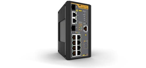 Allied Telesis IS Series AT-IS230-10GP - Switch - Managed - 8 x 10/100/1000 (PoE+) + 2 x combo SFP - DIN rail mountable, wall-mountable - PoE+ (120 W) - DC power