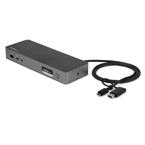 StarTech.com USB-C & USB-A Dock, Hybrid Universal Laptop Docking Station with Dual Monitor Display 4K 60Hz HDMI & DisplayPort, 60W Power Delivery, Gigabit Ethernet, Windows, Mac Chrome - 4K USB Type-C Dock (DK30C2DPPDUE) - Docking station - USB-C - 2 x HDMI, 2 x DP - 1GbE