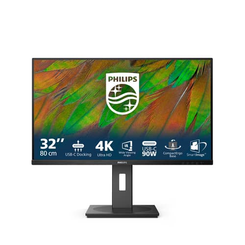 Philips 32B1U3900 - 3000 Series - LED monitor - 32" (31.5" viewable) - 3840 x 2160 4K @ 60 Hz - VA - 350 cd/m� - 3500:1 - 4 ms - 2xHDMI, DisplayPort, USB-C - speakers - black