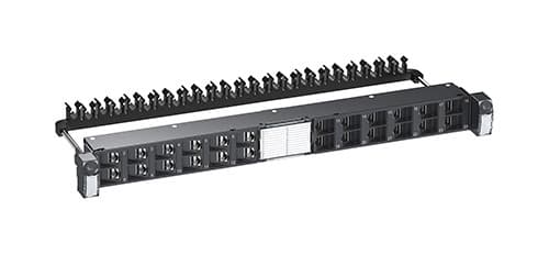 Schneider Actassi 19-C Patch Panel Flat - Patch panel with cable management - rack mountable - CAT 6a - STP - RJ-45 X 24 - dark grey, RAL 7016 - 1U - 19"