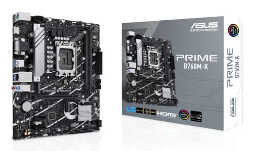 ASUS PRIME B760M-K - Motherboard - micro ATX - LGA1700 Socket - B760 Chipset - USB 3.2 Gen 1 - 2.5 Gigabit LAN - onboard graphics (CPU required) - HD Audio (8-channel)