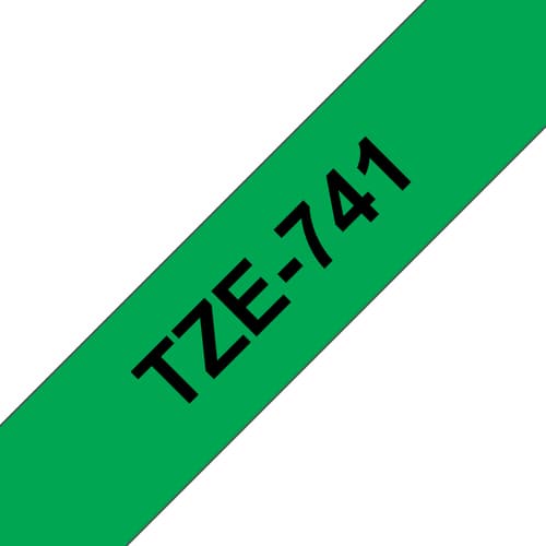 Brother TZe-741 - Self-adhesive - black on green - Roll (1.8 cm x 8 m) 1 cassette(s) laminated tape - for Brother PT-P750, P950, P-Touch PT-3600, D800, E310, P900, P950, P-Touch Cube Plus PT-P710