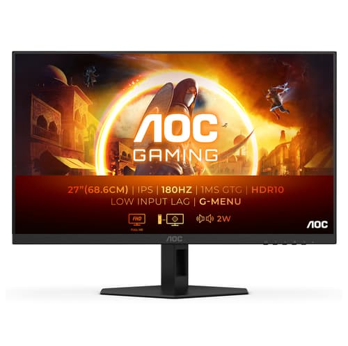 AOC AGON 27G4XE - G4 Series - LED monitor - gaming - 27" - 1920 x 1080 Full HD (1080p) @ 180 Hz - IPS - 1000:1 - HDR10 - 0.5 ms - 2xHDMI, DisplayPort - speakers - matte black