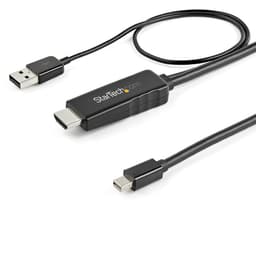 StarTech.com 3ft (1m) HDMI to Mini DisplayPort Cable 4K 30Hz, Active HDMI to mDP Adapter Converter Cable with Audio, USB Powered, Mac & Windows, HDMI Male to mDP Male Video Adapter Cable - HDMI to mDP Converter (HD2MDPMM1M) - Video / audio cable - HDMI, USB (power only) male to Mini DisplayPort male - 1 m - black - 4K support