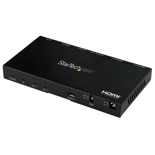 StarTech.com 2-Port HDMI Splitter (1x2), 4K 60Hz UHD HDMI 2.0 Audio Video Splitter w/ Scaler & Audio Extractor (3.5mm/SPDIF), Dual HDMI Splitter (1-In 2-Out), EDID Copy, TV/Projector - Supports HDCP 2.2 (ST122HD20S) - Video/audio splitter - 2 x HDMI - desktop
