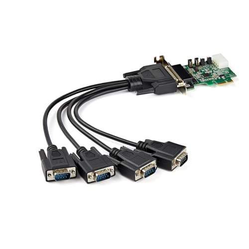 StarTech.com 4-port PCI Express RS232 Serial Adapter Card, PCIe RS232 Serial Host Controller Card, PCIe to Serial DB9, 16950 UART, Low Profile Desktop Expansion Card, Windows, macOS, Linux - Full/Low-Profile (PEX4S953LP) - Serial adapter - PCIe low profile - RS-232 x 4