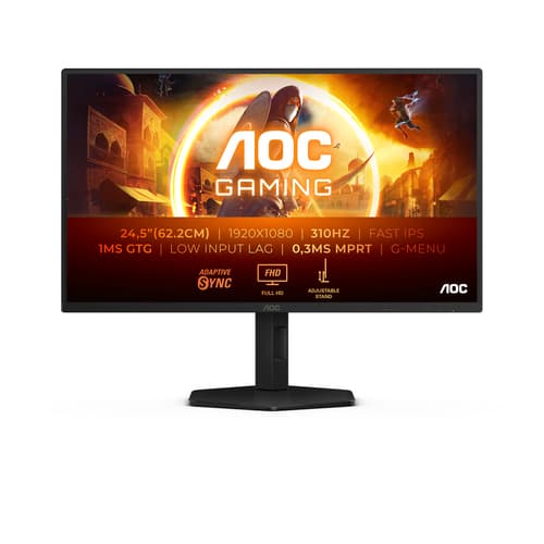 AOC Gaming 25G4SXU - LED monitor - gaming - 25" (24.5" viewable) - 1920 x 1080 Full HD (1080p) @ 310 Hz - Fast IPS - 400 cd/m� - 1000:1 - DisplayHDR 400 - 0.3 ms - 2xHDMI, DisplayPort - grey, black
