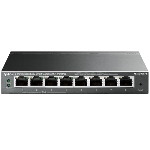 TP-Link Easy Smart TL-SG108PE - Switch - smart - 4 x 10/100/1000 (4 PoE+) + 4 x 10/100/1000 - desktop - PoE+ (64 W)