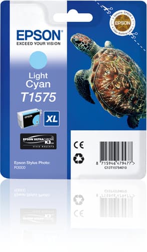 Epson Ink Cartridges, Ultrachrome K3 Vivid Magenta, T1575, Turtle, Singlepack, 1 x 25.9 ml Light Cyan, Standard, XL