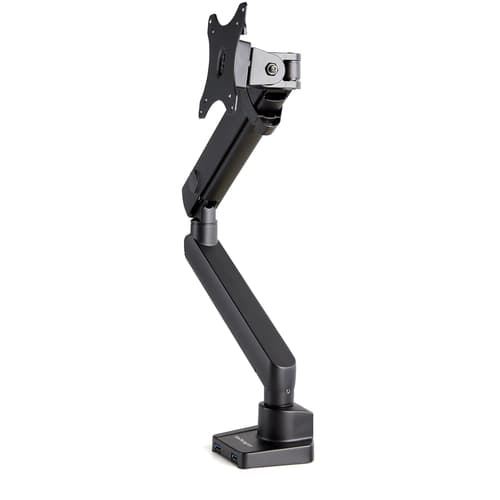 StarTech.com Desk Mount Monitor Arm with 2x USB 3.0 ports, Slim Full Motion Adjustable Single Monitor VESA Mount up to 17.6lbs (8kg) Display, Ergonomic Articulating Arm, Desk Clamp/Grommet - One-touch Adjustment (ARMSLIM2USB3) - Mounting kit (articulating arm, desk clamp mount, grommet clamp) - Slim Full-motion - for LCD display/ curved LCD display - heavy duty aluminium - black - screen size: 17"-34" - desk-mountable