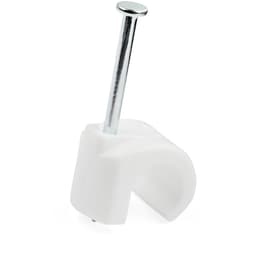 StarTech.com 100 Pack Large Cable Clips with Nail, Reusable, Nail-in Clamps, Wire Holding Clips, CAT6 Ethernet Cord/AV/Coax Cable Fasteners, Brick/Drywall Mounting Cable Tacks, White, TAA - 1"(25mm) Steel Nail (CBMNMCC3) - Cable clips with nails - white - TAA Compliant (pack of 100)