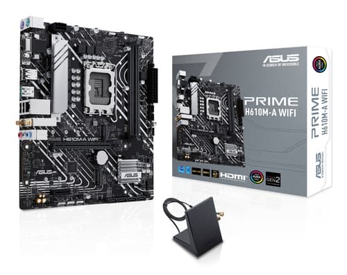 ASUS PRIME H610M-A WIFI - Motherboard - micro ATX - LGA1700 Socket - H610 Chipset - USB 3.2 Gen 2, USB 3.2 Gen 1 - Gigabit LAN, Wi-Fi, Bluetooth - onboard graphics (CPU required) - HD Audio (8-channel)
