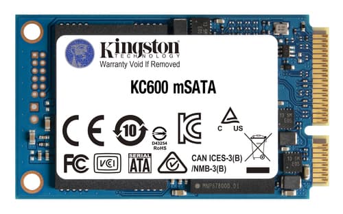 Kingston KC600 - SSD - encrypted - 1024 GB - internal - mSATA - SATA 6Gb/s - 256-bit AES - TCG Opal Encryption, Self-Encrypting Drive (SED)
