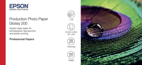 Epson Production - Polyethylene (PE) - glossy - microporous - 200 micron - Roll (91.4 cm x 30 m) - 200 g/m� - 1 roll(s) photo paper - for Stylus Pro 9890, SureColor P10000, P20000, SC-P10000, P20000, P8000, P9000, P9500, T7200