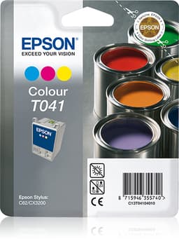 Epson T041 - Print cartridge - 1 x colour (cyan, magenta, yellow) - 300 pages - blister with RF alarm
