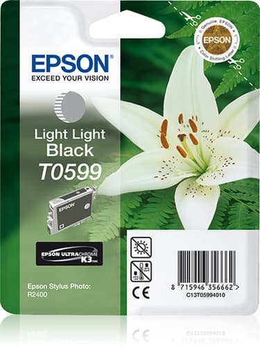Epson Ink Cartridges, Ultrachrome K3, T0599, Lily, Singlepack, 1 x 13.0 ml Light Light Black