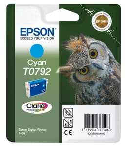 Epson Ink Cartridges, Claria" Photographic, T0792, Owl, Singlepack, 1 x 11.1 ml Cyan