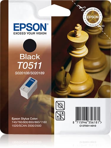 Epson T0511 - Print cartridge - 1 x black - 900 pages - blister with RF alarm