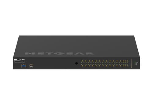NETGEAR AV Line M4250-26G4XF-PoE+ - Switch - L3 - Managed - 24 x 10/100/1000 (PoE+) + 2 x 10/100/1000 + 4 x 1 Gigabit / 10 Gigabit SFP+ - side to side airflow - rack-mountable - PoE+ (480 W)