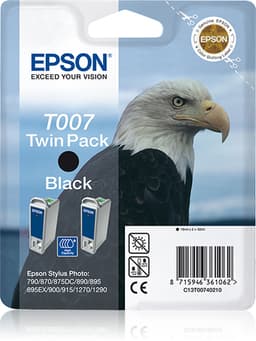 Epson T007 Twin Pack - Print cartridge - 2 x black - 540 pages - blister with RF alarm