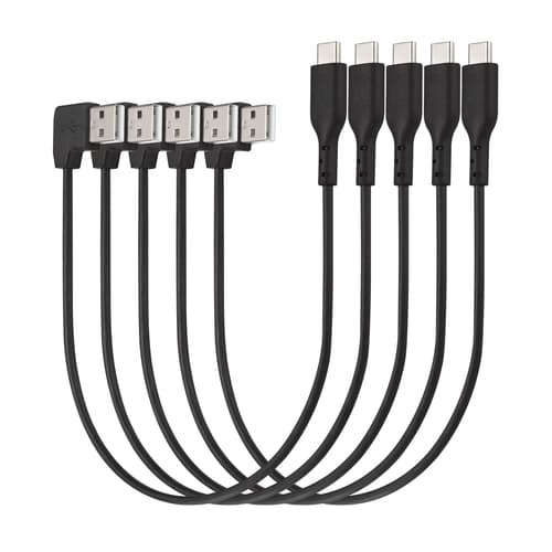 Kensington Charge & Sync USB-C Cable (5-pack) - USB cable - USB (M) angled to 24 pin USB-C (M) straight - USB 2.0 - 20 V - 3 A - 32.7 cm - black (pack of 5)