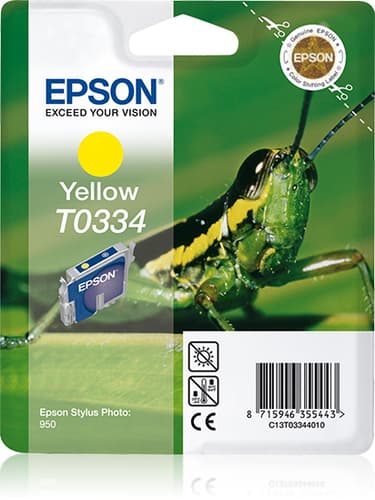 Epson T0334 - Print cartridge - 1 x yellow - 440 pages - blister with RF alarm