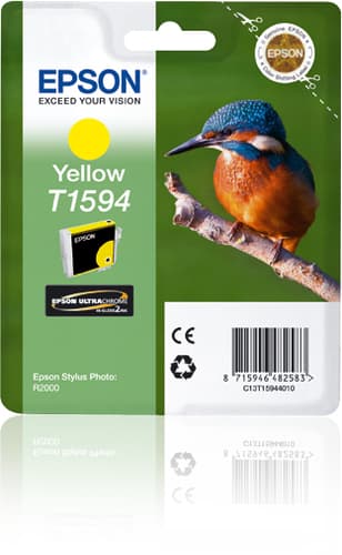 Epson Ink Cartridges, Ultrachrome Hi-Gloss2, T1594, Kingfisher, 1 x 17.0 ml Yellow