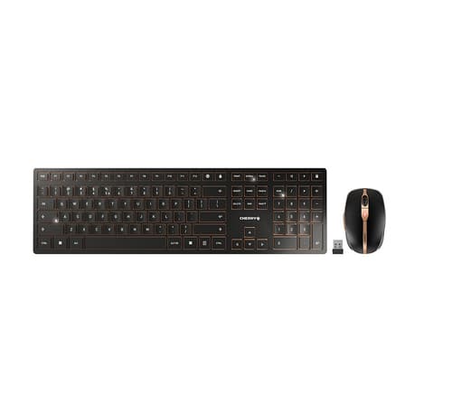 CHERRY DW 9100 SLIM - Keyboard and mouse set - wireless - 2.4 GHz, Bluetooth 4.2 - QWERTY - US with Euro symbol - key switch: CHERRY SX - black/bronze