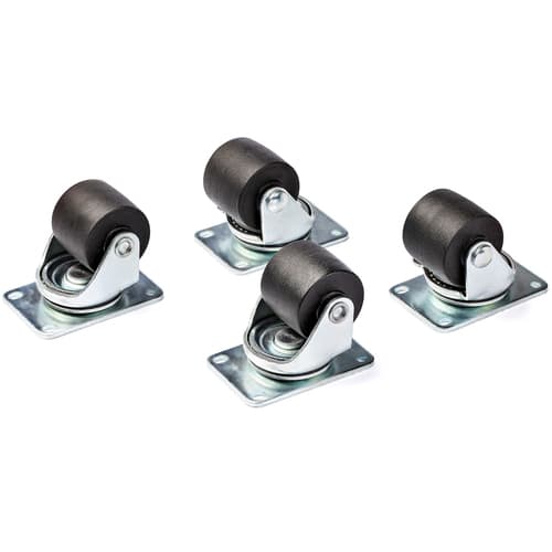 StarTech.com Heavy Duty Casters for Server Racks/Cabinets, Set of 4 Universal M6 2-inch Swivel Caster Kit, 45x75mm Pattern, Replacement Caster Wheels for 4 Post Racks, Steel/Plastic - 4-Pack Rolling Caster Kit (RKCASTER2) - Rack casters kit - black, silver
